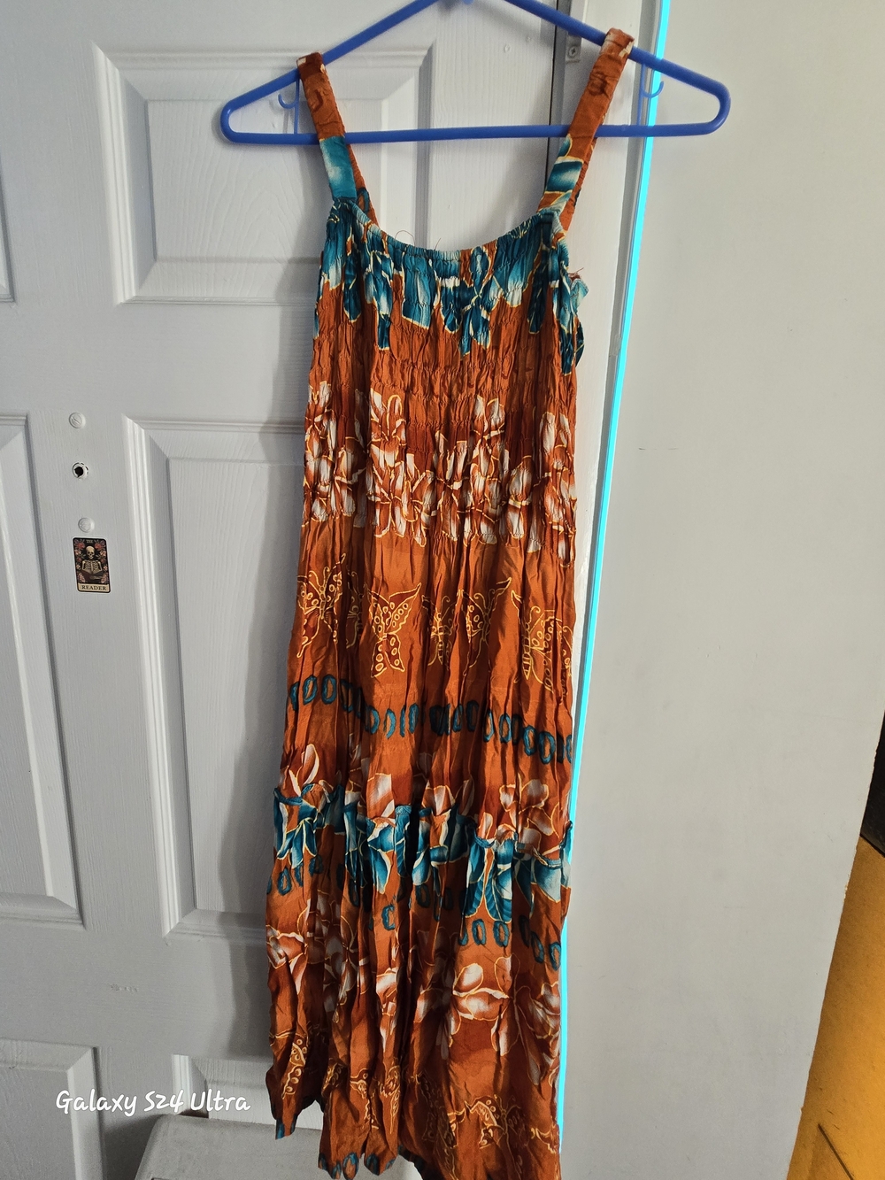 Orange and Teal Floral Maxi Sundress Size L